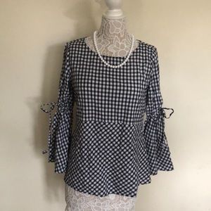 LOFT Checkered Black and White Top